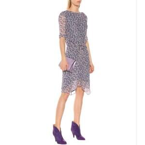 Isabel Marant Silk Dress Size 6 Blue Paisley "Barden" Sheath‎ Parisian Cool